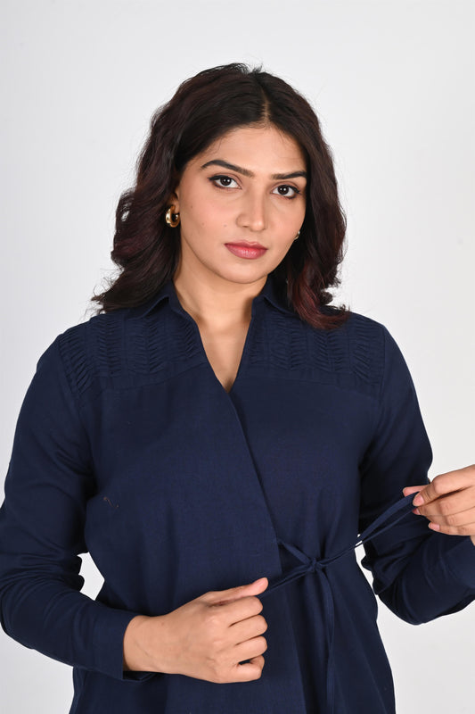Cotton Linen Wrap Shirt